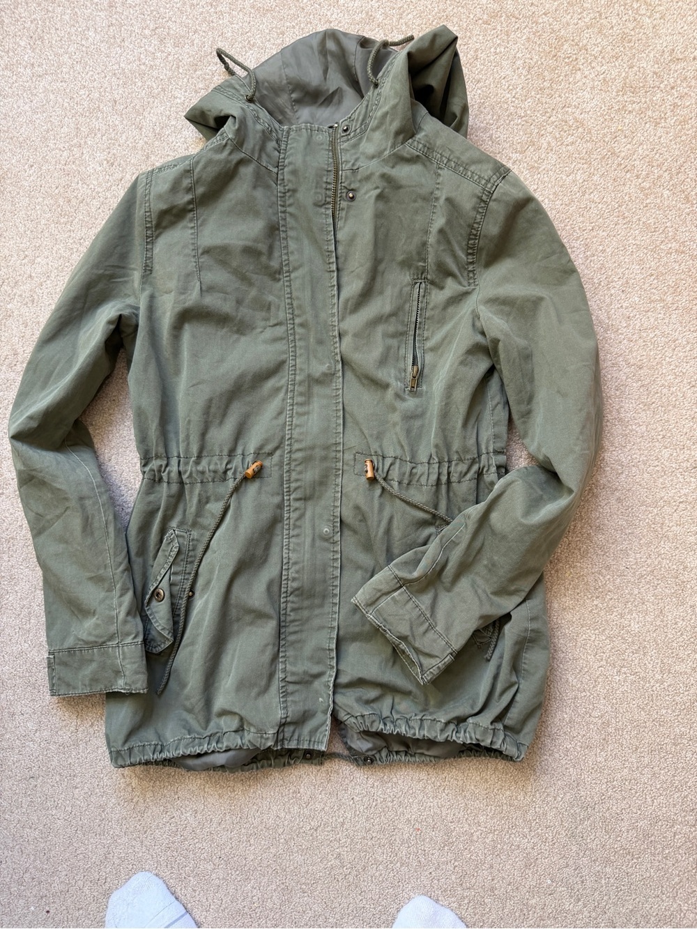 U2B Women’s Olive Green Hooded Utility Anorak Jacket Size Large